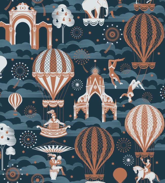 Pleasure Gardens Wallpaper by Mini Moderns Midnight & Copper