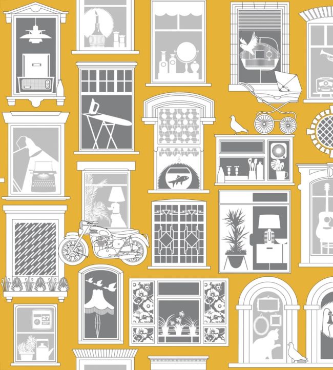 One Day Wallpaper by Mini Moderns Mustard