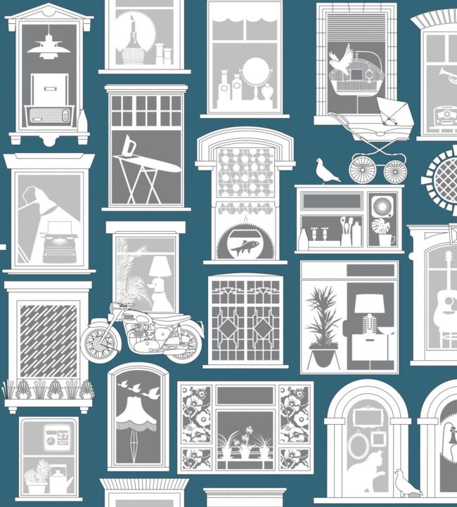 One Day Wallpaper by Mini Moderns Washed Denim