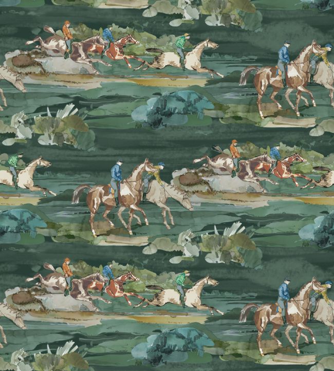 Morning Gallop Wallpaper by Mulberry Home Teal