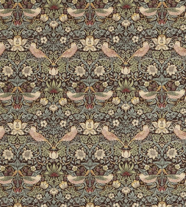 Strawberry Thief Fabric in Chocolate/Slate by Morris & co | Jane