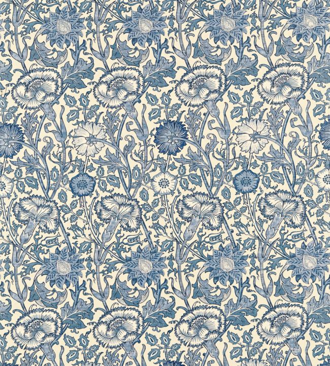 Pink & Rose Fabric by Morris & Co Vellum/Indigo