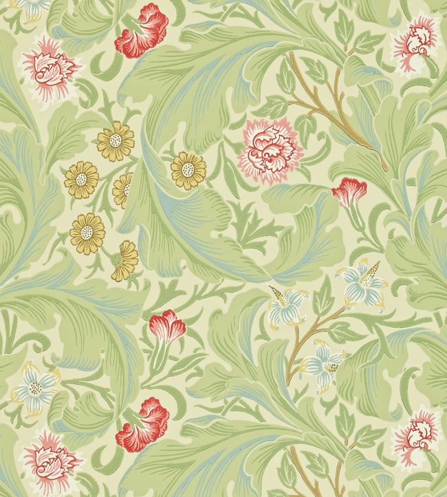 Leicester Wallpaper by Morris & Co Green/Coral