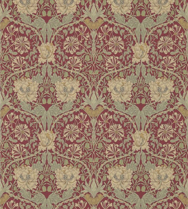 Honeysuckle & Tulip Wallpaper by Morris & Co Red/Gold
