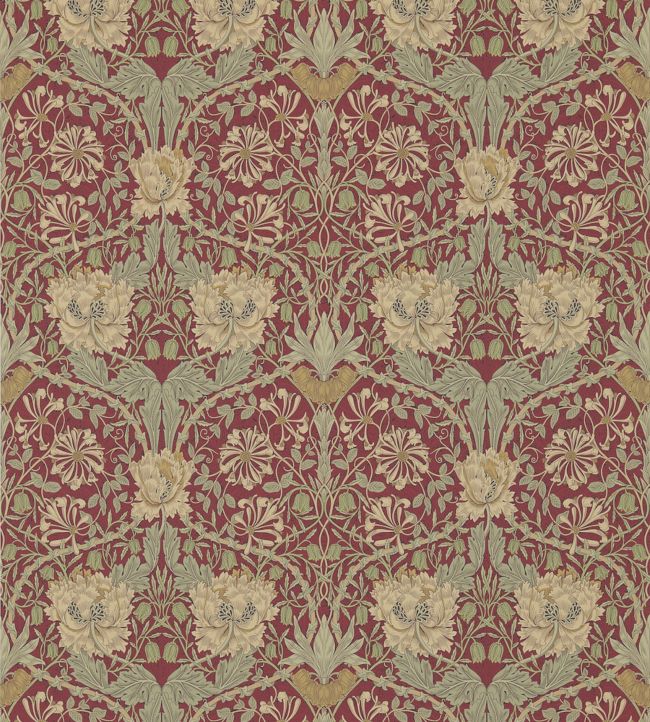 Honeysuckle & Tulip Wallpaper by Morris & Co Red/Gold