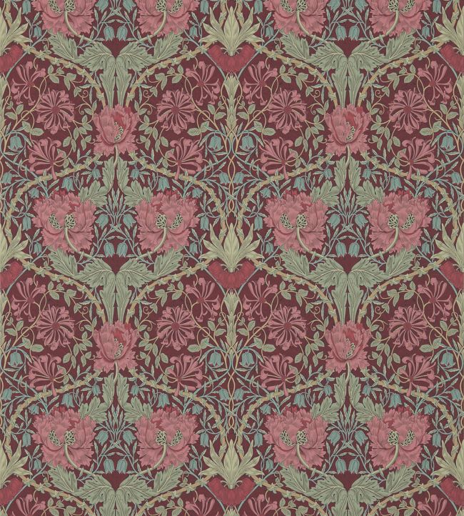 Honeysuckle & Tulip Wallpaper by Morris & Co Burgundy/Sage