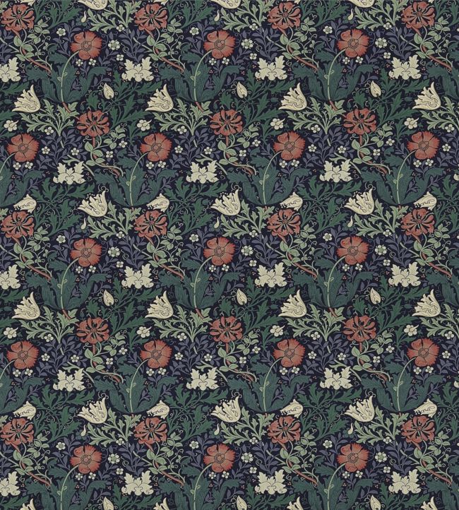 Compton Fabric by Morris & Co Indigo/Green