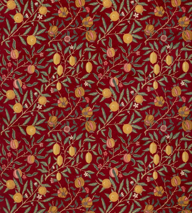 Fruit Velvet Fabric by Morris & Co Madder/Bayleaf