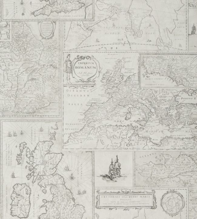 Bohemian Travels Wallpaper by Mulberry Home Silver
