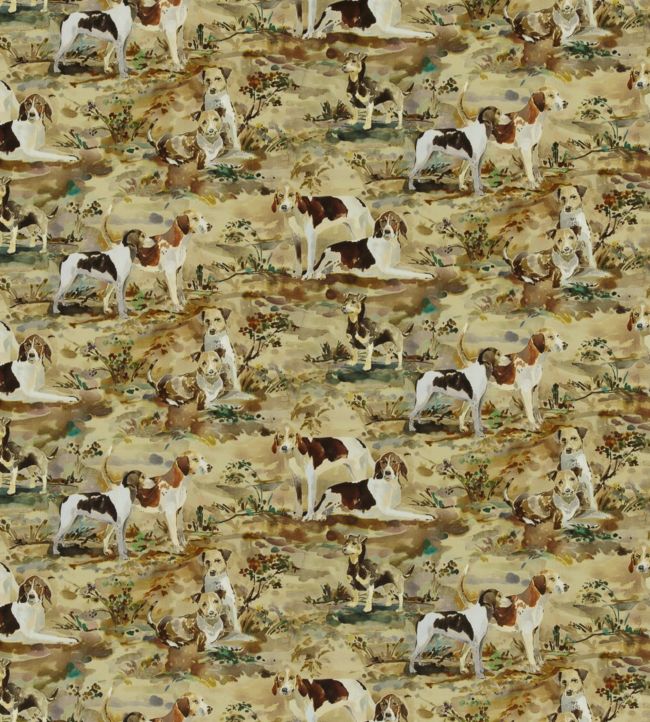 Mulberry Hounds Velvet Fabric by Mulberry Home Multi