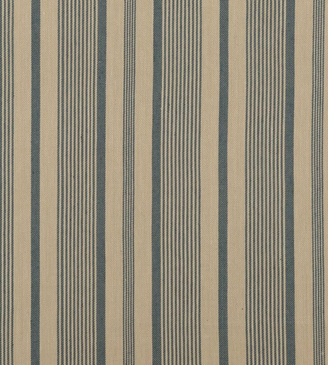 College Stripe Fabric by Mulberry Home Teal/Linen