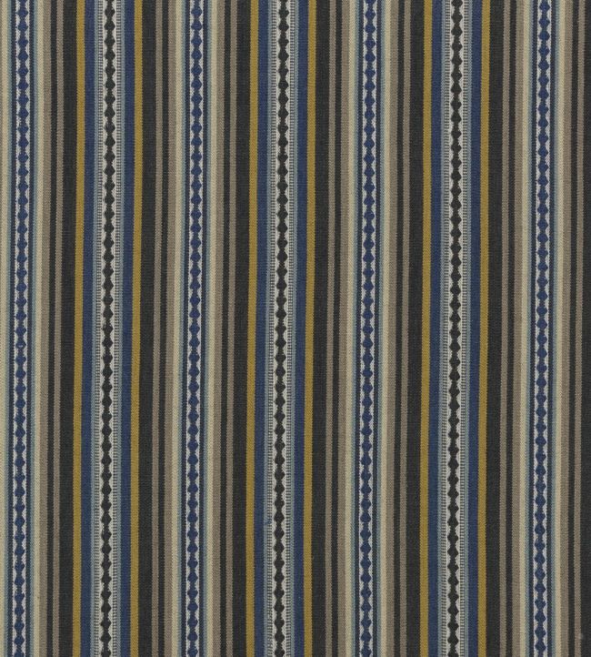 Dalton Stripe Fabric by Mulberry Home Indigo/Ochre