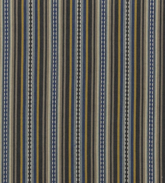 Dalton Stripe Fabric by Mulberry Home Indigo/Ochre