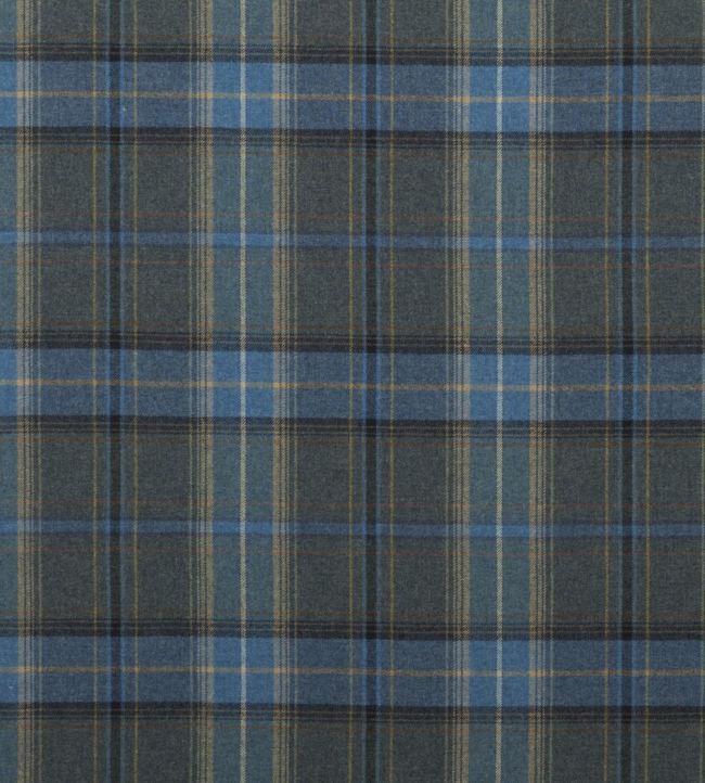 Shetland Plaid Fabric by Mulberry Home Blue