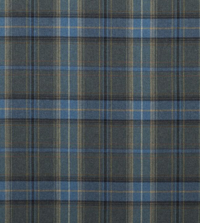 Shetland Plaid Fabric by Mulberry Home Blue