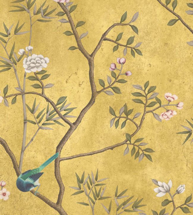 Chinoiserie Onism Fabric by Woodchip & Magnolia Old Gold