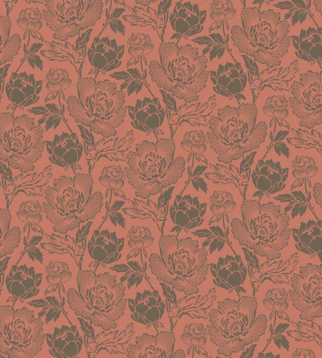 Peony Wallpaper by Farrow & Ball Red Earth / Salon Drab