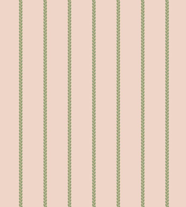 Petal Stripe Wallpaper by Farrow & Ball Pink Ground / Yeabridge Green