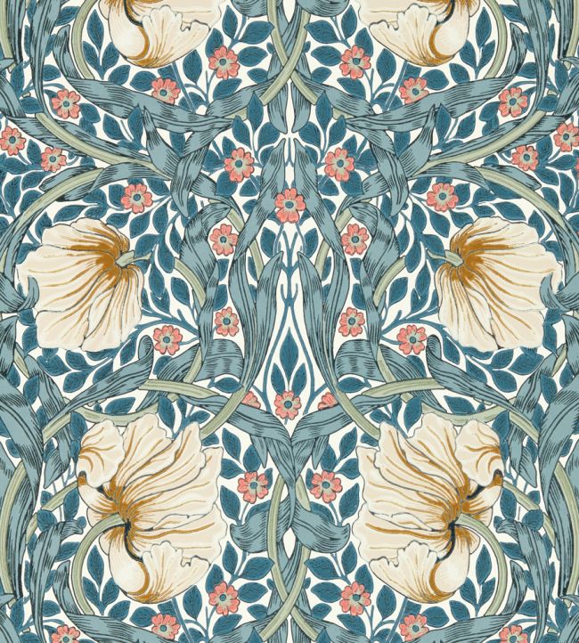 Pimpernel Wallpaper by Morris & Co Woad/Coral