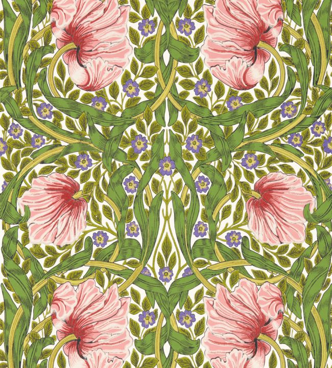 Pimpernel Wallpaper by Morris & Co Sap Green/Strawberry