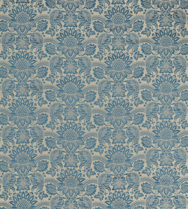 Pomegranate Brocatelle Fabric by Zoffany Wedgwood Blue