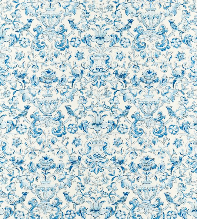 Pompadour Print Fabric by Zoffany Indigo