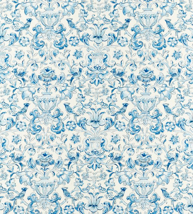 Pompadour Print Fabric by Zoffany Indigo