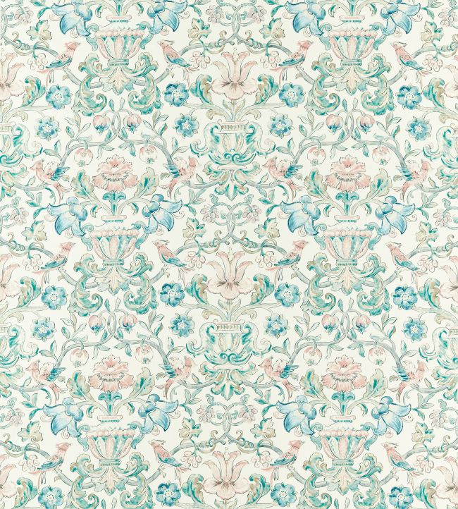 Pompadour Print Fabric by Zoffany Mineral