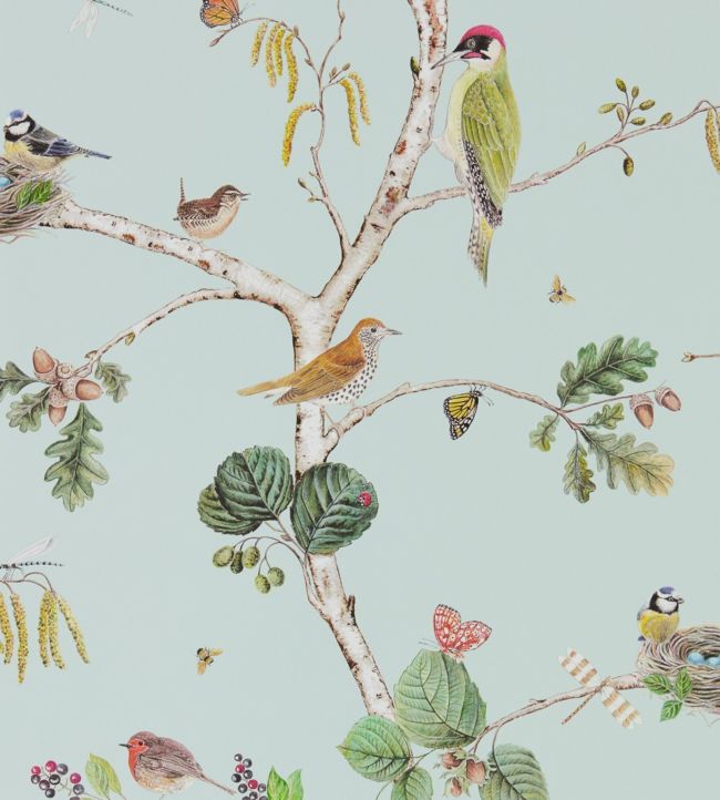 Woodland Chorus Wallpaper by Sanderson Sky Blue/Multi