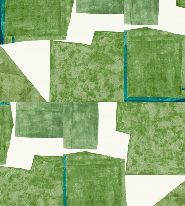 Sea Collage Grass Cloth Wallpaper in Fennel by Sandra Blow for