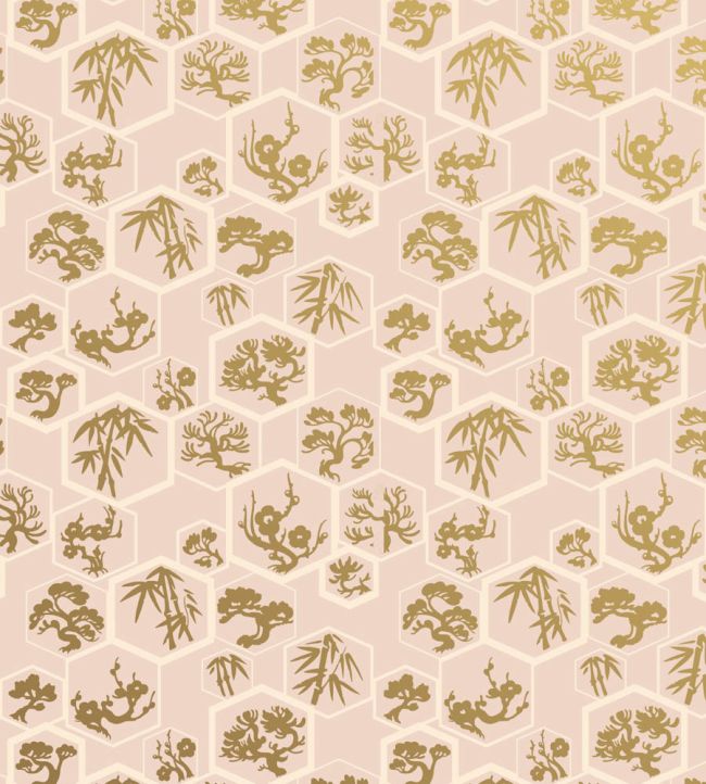 Shouchikubai Wallpaper by Farrow & Ball Pink Ground / Tallow