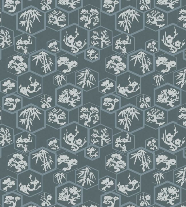 Shouchikubai Wallpaper by Farrow & Ball Inchyra Blue / Selvedge / Skylight