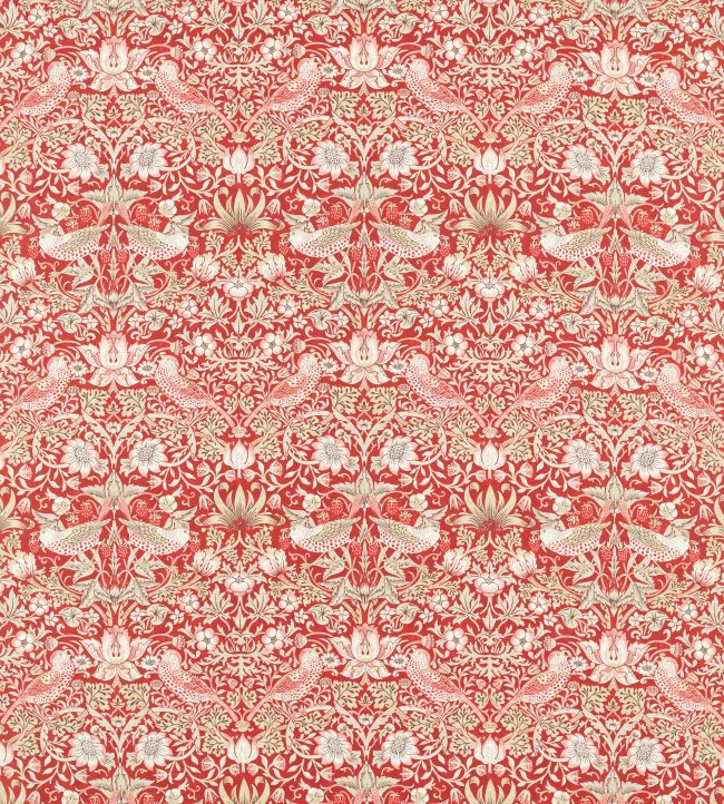 Strawberry Thief Fabric by Morris & Co Indian Red