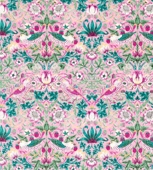 Strawberry Thief Fabric by Morris & Co Miami Strip