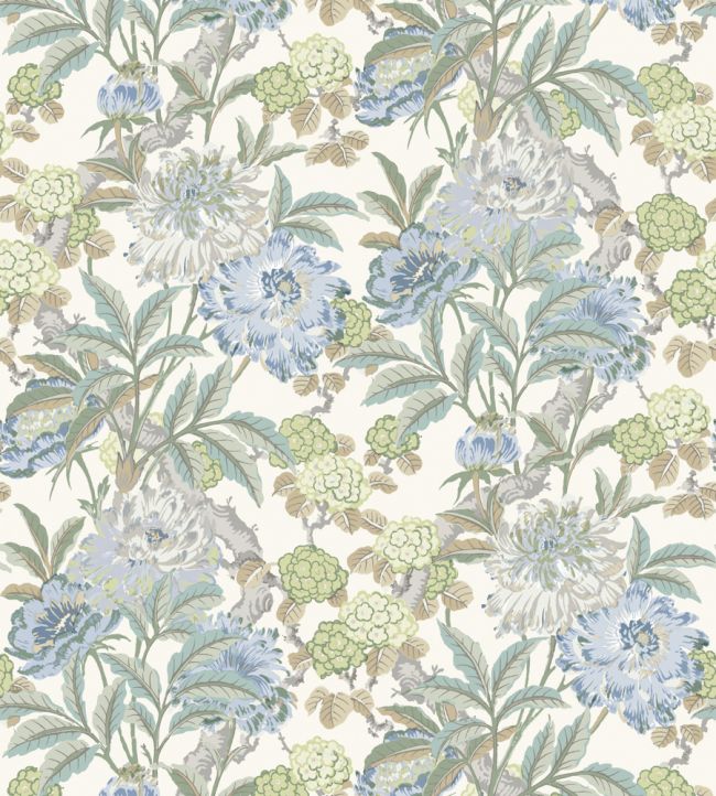 Summer Peony Wallpaper by GP & J Baker Aqua