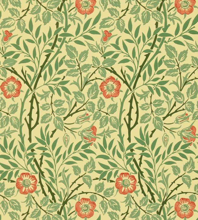Sweet Briar Wallpaper by Morris & Co Green/Blue/Rust