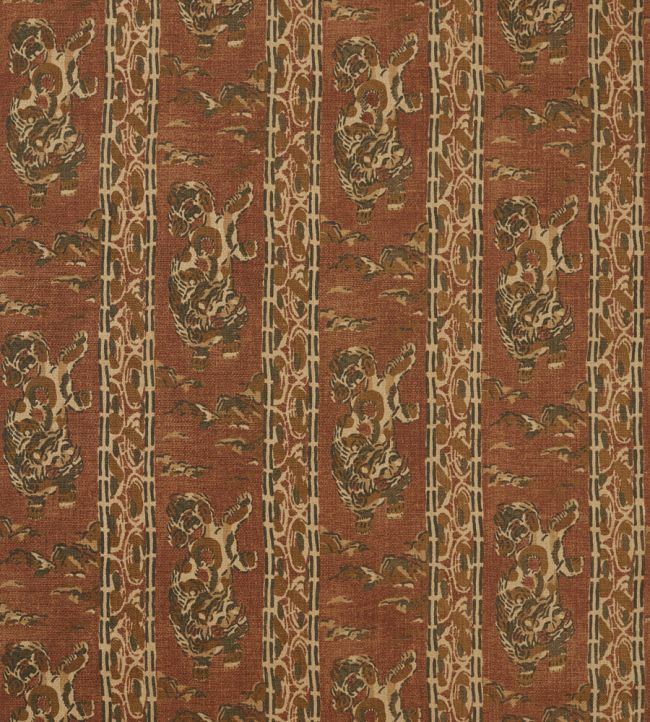 Tibetan Tiger Stripe Fabric by Zoffany Russet
