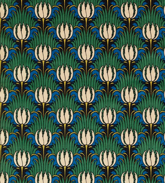 Tulip & Bird Fabric by Morris & Co Goblin Green & Raven