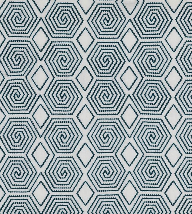 Turkish Maze Fabric by Vanderhurd Indigo/Cream