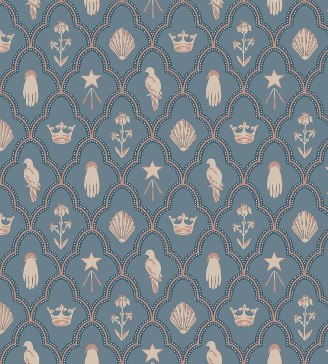 Turtledove Barn Wallpaper by Sandberg Indigo Blue