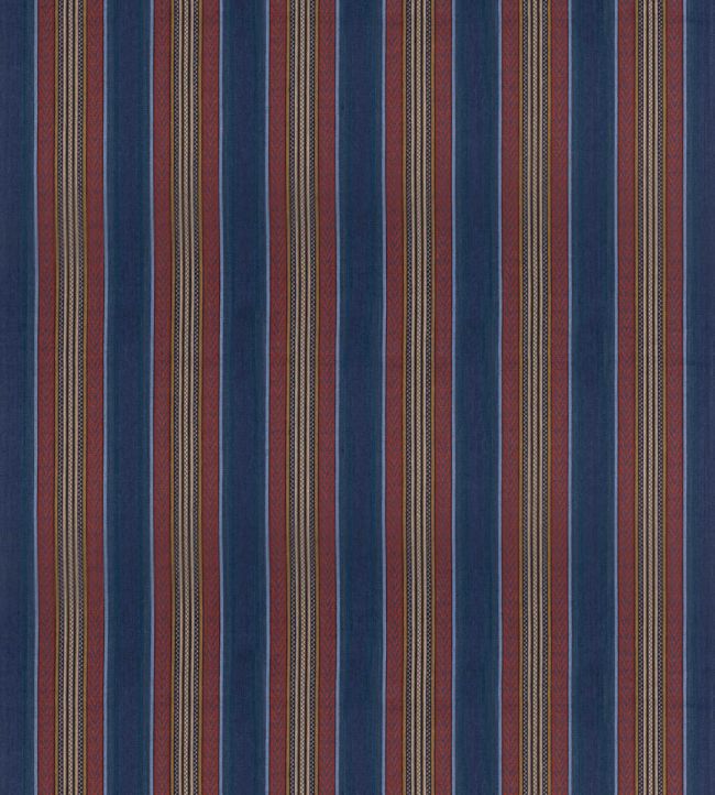 Westerly Stripe Fabric by Mulberry Home Indigo/Red