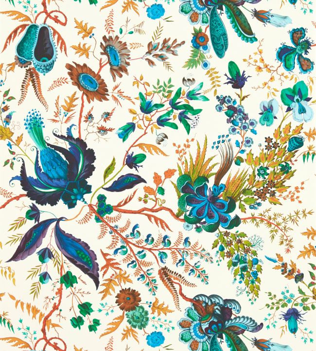 Wonderland Floral Wallpaper by Harlequin Lapis/ Emerald/Carnelian