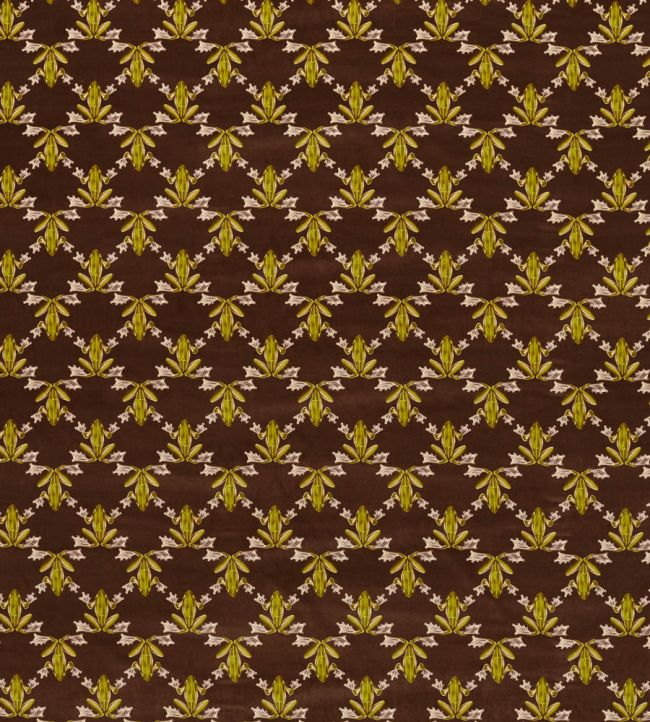Wood Frog Velvet Fabric by Harlequin Chocolate / Pistachio