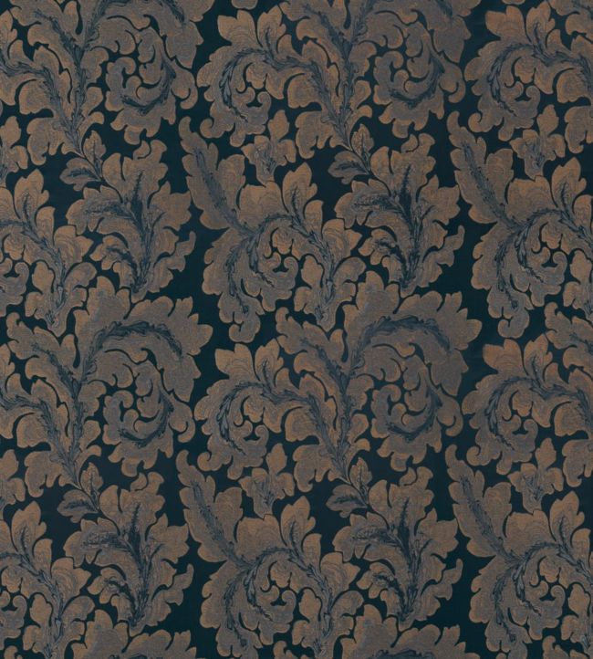 Acantha Silk Fabric by Zoffany Prussian Blue