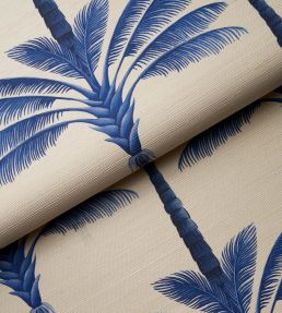 A Palm Is A Palm Sisal Wallpaper by Schumacher Indigo Palm Grove