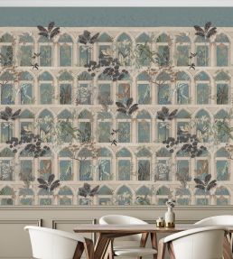 Abandoned Arches Wallpaper by Josephine Munsey Celadon and Stone