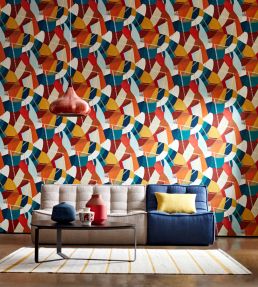 Abstract Geo Wallpaper by Ohpopsi Rust & Peacock