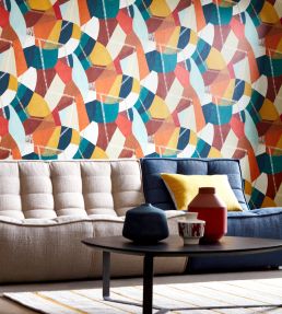 Abstract Geo Wallpaper by Ohpopsi Rust & Peacock