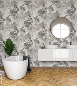 Abstract Jungle Wallpaper by Brand McKenzie Putty Grey