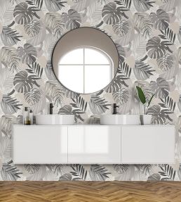 Abstract Jungle Wallpaper by Brand McKenzie Putty Grey